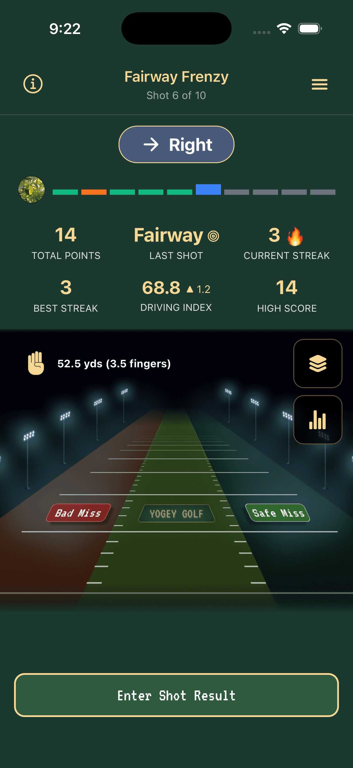 Fairway Frenzy practice game in Yogey Golf